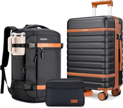 Luggage Sets 3 Piece with Spinner Wheels, Lightweight PC Hardside Suitcase with TSA Lock & YKK Zippers, 20 Inch Carry