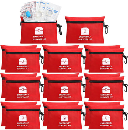 20 Bags Small First Aid Kits Bulk Mini Travel Size Emergency Individual Zipper Pouch Self Care Package Supplies for