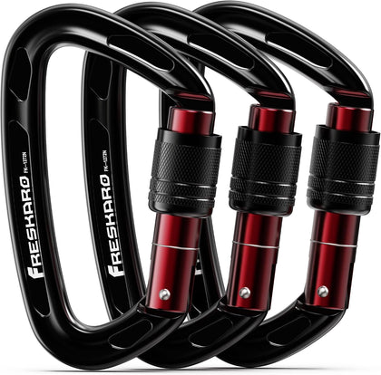 4inches 25kN-5621lbs Climbing Carabiners, UIAA CE Certified, Screw Lock, 7075 Aluminium, Lightweight, Rust Proof, for