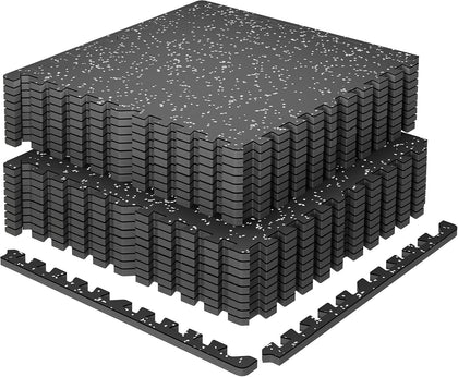 0.79'' Extra-Thick Exercise Equipment Mats, 18 Pcs 72 Sq Ft Rubber Top Floor Tiles with High Density EVA Foam