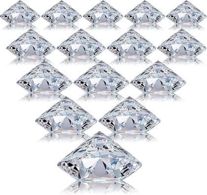 24 Pack Diamond Place Card Holders, Clear | Acrylic Table Number Holder, Crystal Diamond Card Stands Bulk, Party