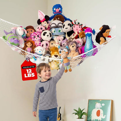 Stuffed Animal Hammock, Large | Corner Stuffed Animal Storage & Plushie Net | Toy Hammock for Stuffed Animals | Holds