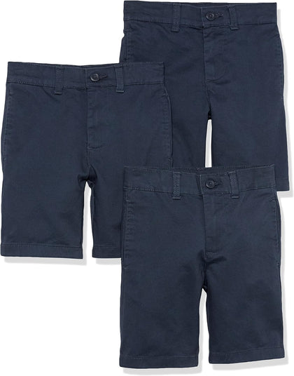 Boys and Toddlers' School Uniform Woven Flat-Front Shorts with Elastic Waist