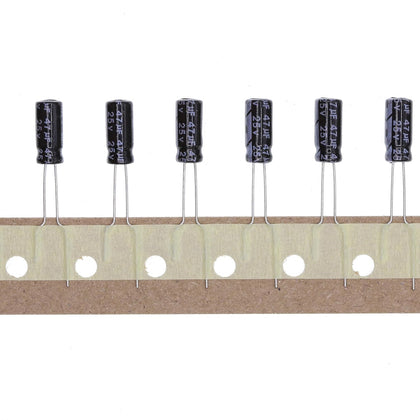100 Pieces 25V 47UF Plug-in Aluminum Electrolytic Capacitor 25 Volt 47 UF