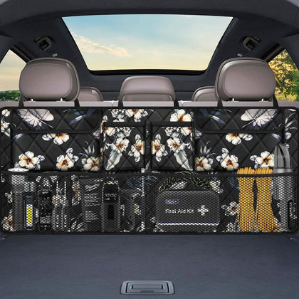 Car Trunk Organizer, Large Capacity Backseat Trunk Organizer (42"*18"), Collapsible Car Storage Bag with 8 Pockets