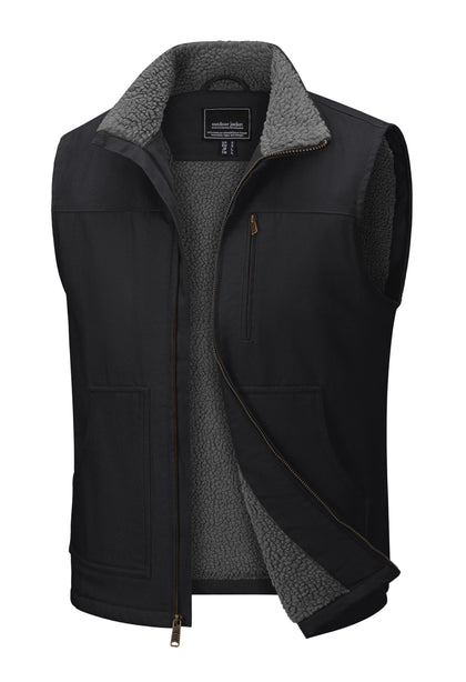 Mens Winter Vest Sherpa Fleece Line Work Canvas Heavy Duty Jacket