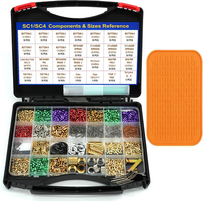 SC1 & SC4 Rekey Kit, Lock Rekeying Kit, Cylinder Pinning Kit | Color-Coded Pins, Springs, Tailpieces, 5 Service