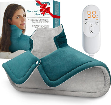 Heating Pad for Neck Shoulders Back, Upgraded PTC+NTC Even Heating, Versatile Electric Heated Neck Wrap for Full-Body