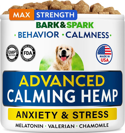 Advanced Calming Chews for Dogs - Hemp Chew + Melatonin - Anxiety Relief - Sleep Aid - Relaxing Treats - Stress