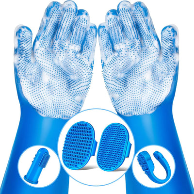 6 Pcs Pet Grooming Kit for Dogs, Cats and Horses | Dog Washing Gloves | Cleanroom Gloves | Dog Bath Brush | Dog Bath