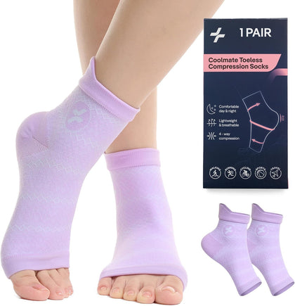 Ankle Support Light Compression Socks for Women and Men, Toeless Arch Support Sleeve for Running, Walking, Workout