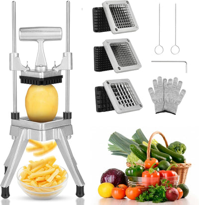 Commercial Vegetable Chopper Dicer Manual Food Cutter w/ 3 Blades