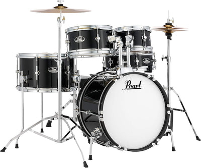 Roadshow Jr. 5 piece Drum Set w/Hardware and Cymbals, Jet Black