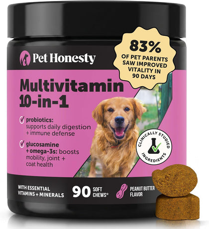 10-in-1 Dog Multivitamin Supplement with Glucosamine & Probiotics - Hip & Joint Support, Digestive Health, Immune