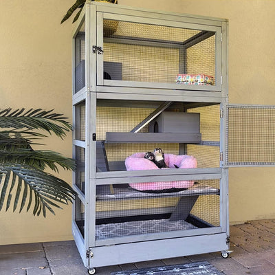 Deluxe Chinchilla Cage Large Ferret Cage, Homes for Pets Small Animal Cage for Adult Rats, Rolling Ferret Habitat