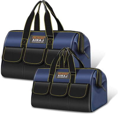 Tool Bag 2-Pack Set | AIRAJ 18" & 14" Portable Tool Storage Bag | Wide Mouth Tool Bags for Men and Women | Small Tool