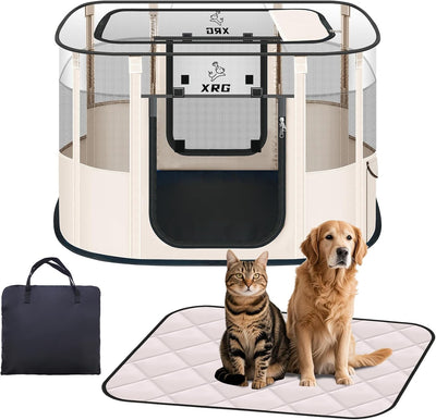 Dog Play Pen with Waterproof pad,Portable Dog Crates for Medium Dogs Kennel Tent,Dog Cages Indoor Breathable Mesh