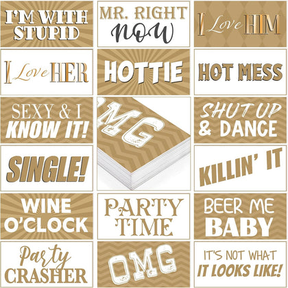 24 Designs Gold Wedding Photo Booth Props, Double Sided PVC Selfie