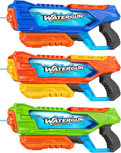 1000cc Water Guns for Kids Adults - 3 Pack Fast-Fill Super Squirt Blaster Soaker with 32 Feet Shooting Range Pump