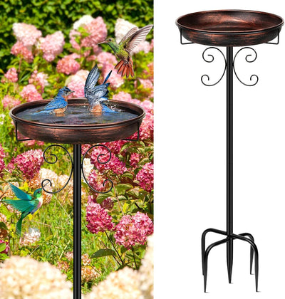 35In Metal Bird Bath for Outside, Vintage Freestanding Birdbaths & Birdfeeder, Bird Baths Feeder Bowl for Outdoors