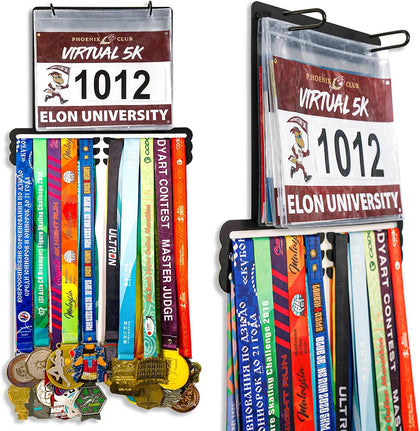Medal Hanger Display for Runner - Race Bib Holder - Medal Holder Display Rack - 3 Rows Medal Hanger - Sturdy Black