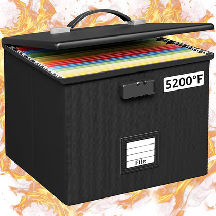 Fire Proof File Box for Documents - Portable Fireproof Document Organizer Box with Handle Waterproof Safe Locking