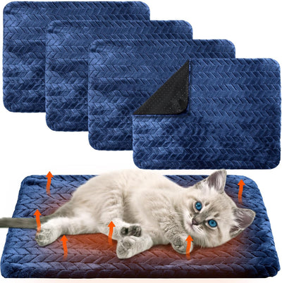4 Pack Self Warming Cat Bed Mat Self Heating Pad for Dog Extra Warm Winter Pet Pad Washable Thermal Pads Mats for
