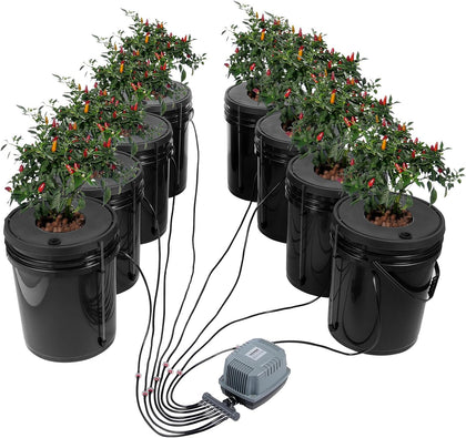 DWC Hydroponic System, 5 Gallon 8 Buckets, Deep Water Culture Growing Bucket, Hydroponics Grow Kit with Pump, Air