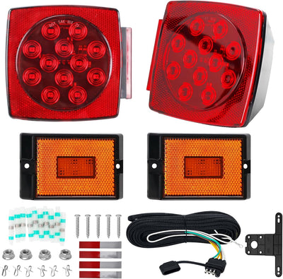 LED Trailer Lights Kit Submersible Boat Trailer Lights with Wiring Harness | IP67 Waterproof, DOT Compliant, 25FT