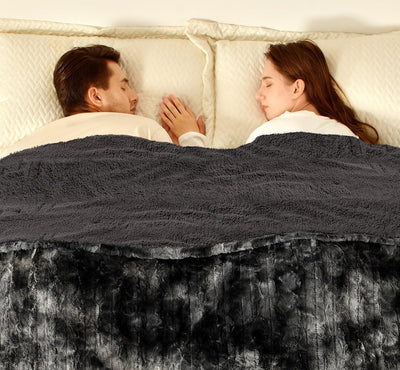Electric Blanket King Size 100"x 90", Dual Controllers Heated Blanket, Reversible Faux Fur & Sherpa, Over-Heat