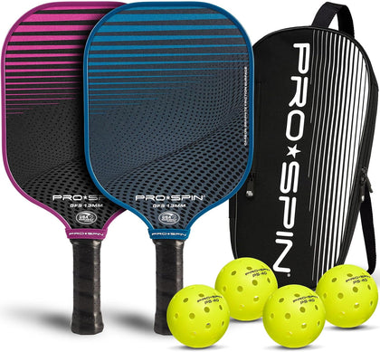 Carbon Fiber Pickleball Paddles Set of 2 | Lightweight Pickleball Set with Indoor/Outdoor Balls and Bag – Durable