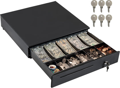 Cash Register Drawer for Point of Sale (POS) System with Removable Coin Slots, 5 Bill/6 Coin, 12-24V, RJ11/RJ12