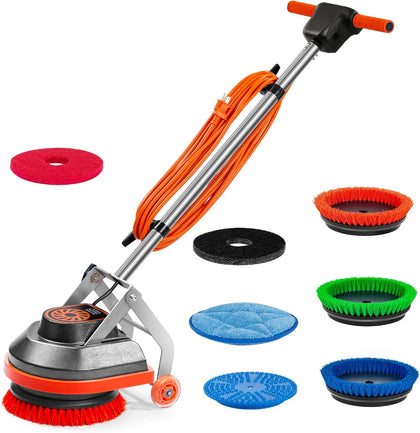 Commercial Floor Scrubber Machine, 13" Heavy Duty Orbital Floor Cleaner Buffer and Polisher- Deep Cleaning Hard