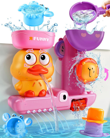 Toddler Bath Toys for Kids Ages 1-3 Waterfall Bathtub Toys for Toddlers 2-4 | with 3 Stacking Cups No Mold Baby Bath