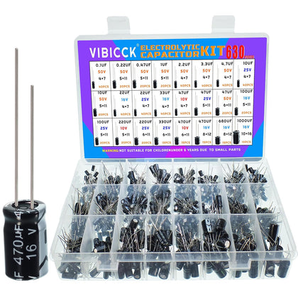 630pcs, 24 Value Electrolytic Flux Capacitor Assortment Kit