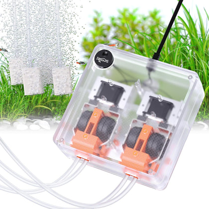 Aquarium Air Pump, Adjustable Fish Tank Bubbler, 10W/160GPH Quiet Aquarium Air Bubbler, Powerful Four Outlets Oxygen