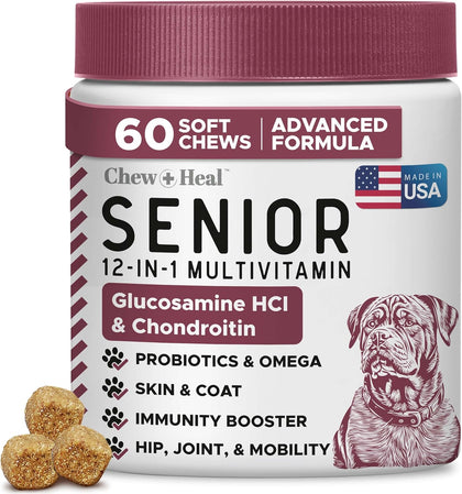 Senior Dog Vitamins and Supplements - 60 Soft Chew Multivitamin for Dogs