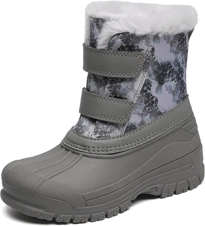 Girls Boys Waterproof Winter Snow Boots with Faux Fur Lining