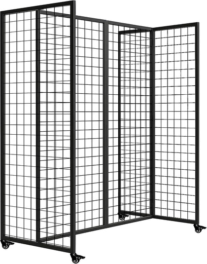 Grid Wall Panels, Grid Wall with Wheels,4x5.5Ft Gridwall Panel Display Stand,Sturdy Art Display Panels, Grid Display