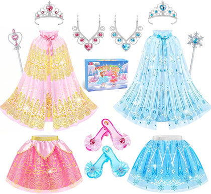 Princess Dress Up Clothes for Little Girls Toddlers Princess Dress Up Shoes | Princess Cape Tutu Shoes Crown Wand