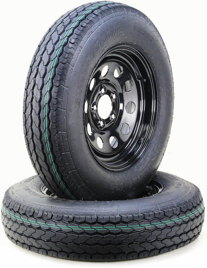 Trailer Tire Wheel ST205/75D15 6PR C 101L 5X4.5 Black Mod, Pk2