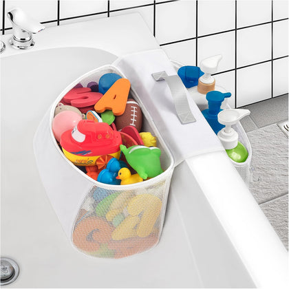 Saddle shape 2 Compartments Bath Toy Organizer, Easy Access for Children, Wide Opening Bath Toy Holder for Drying