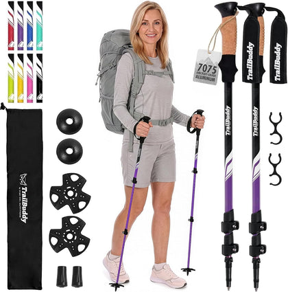 Trekking Poles – Lightweight 7075 Aluminum Hiking Poles for Women, Men & Seniors – Collapsible Walking Sticks for