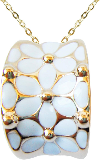 18k Gold Plated Square Rainbow Enamel Pendant Necklace 16"+2"