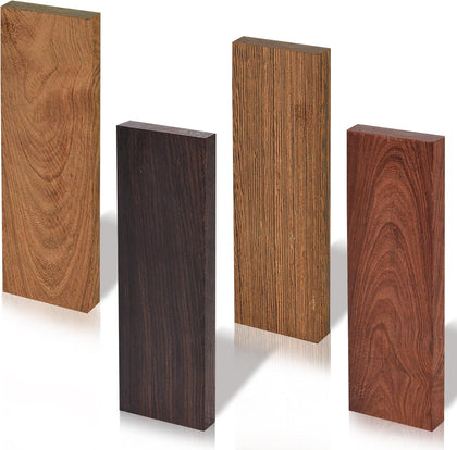 Knife Handle Material Wood Scales Blanks Kit, 4 Pieces, 4.8 x 1.6 x 0.4 in | Four unfinished natural wood blanks for