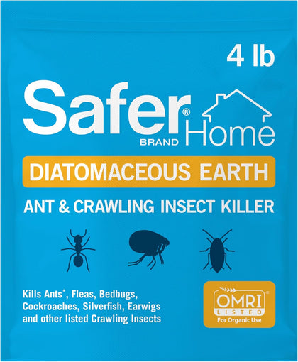 Home Diatomaceous Earth 4 lb Organic OMRI DE - Cockroach Killer Indoor Home, Bed Bug Killer, Kills Fleas, Ants