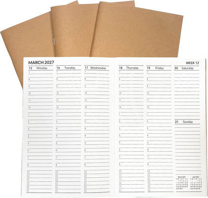 A5 Planner Jul 2026 - Dec 2027, Travelers Notebook Inserts, Travelers Notebook Calendar, Vertical Design Weekly and