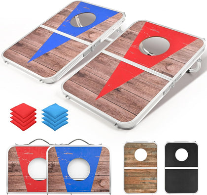 Portable Cornhole Board Set,24x16 / 30×20in Corn Hole Games for Adults with 8 Bean Bags, Lightweight Aluminum Alloy