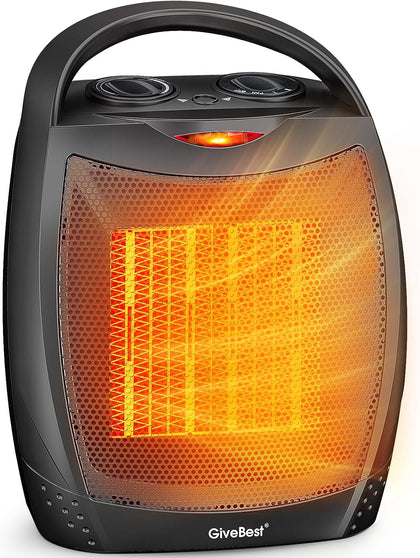 Portable Electric Space Heaters for Indoor Use | 1500W/750W Ceramic Desk Heater with Thermostat, Heat Up 200 Square