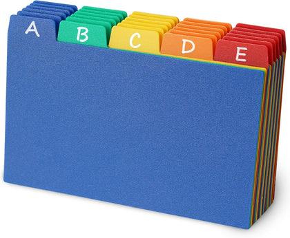 3x5 Index Card Dividers Tabs, Plastic A-Z Guides, Colored, 30 Pack | 3 x 5 Inch, Poly Plastic, Alphabet and Blank